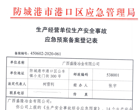 hg皇冠手机官网(中国)有限公司应急预案备案表公示